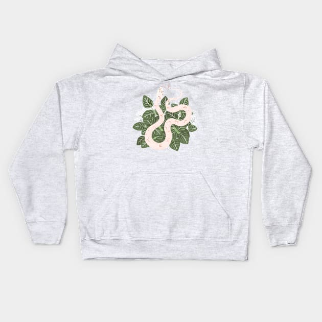 Palmetto Corn Snake and Silver Nerve Plant Kids Hoodie by starrypaige